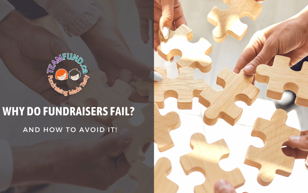 Puzzle piece image on the right. On the left is the title of the article. Why do fundraisers fail? And how to avoid it! below the TeamFund Fundraising logo