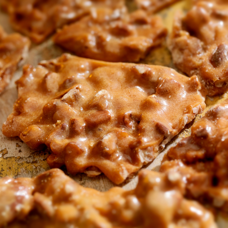 close-up of peanut brittle