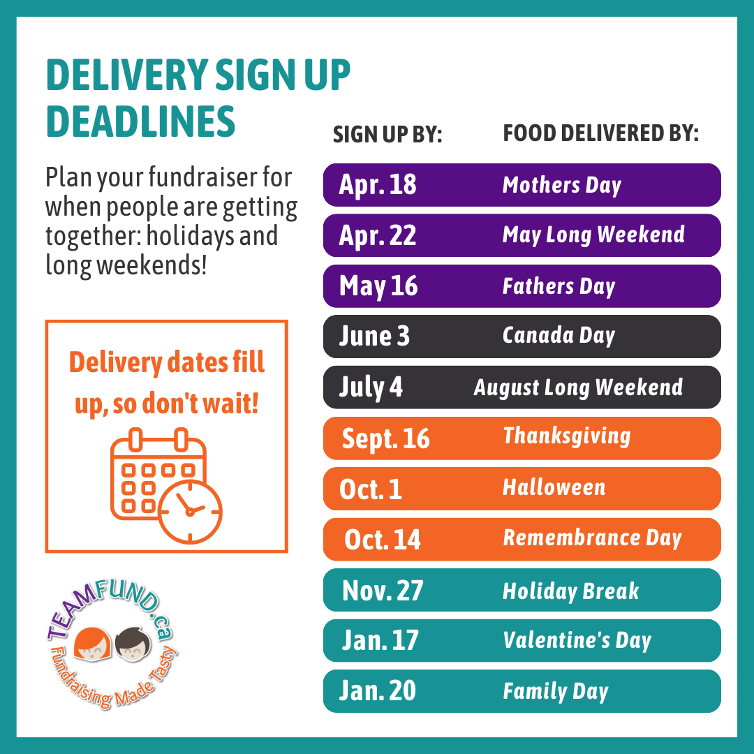 2023/2024 Sign Up Deadlines for Holiday and Long Weekend Delivery