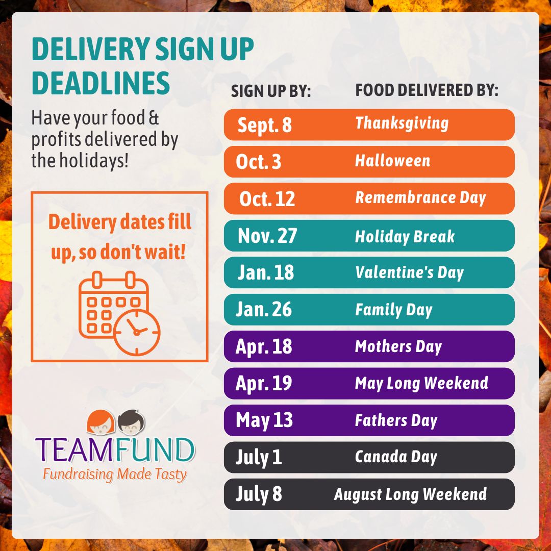 2023/2024 Sign Up Deadlines for Holiday and Long Weekend Delivery